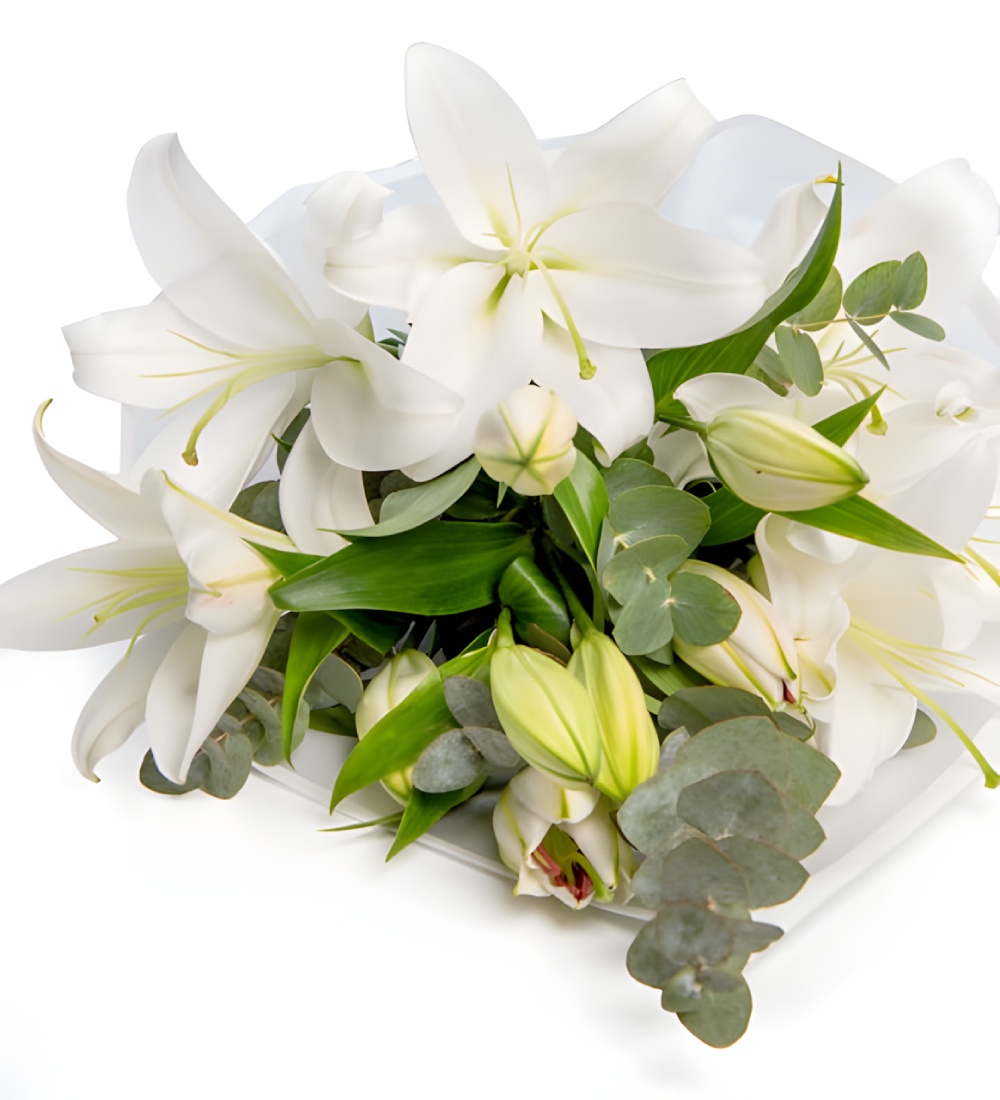 12 White Lilies Flower Bouquet