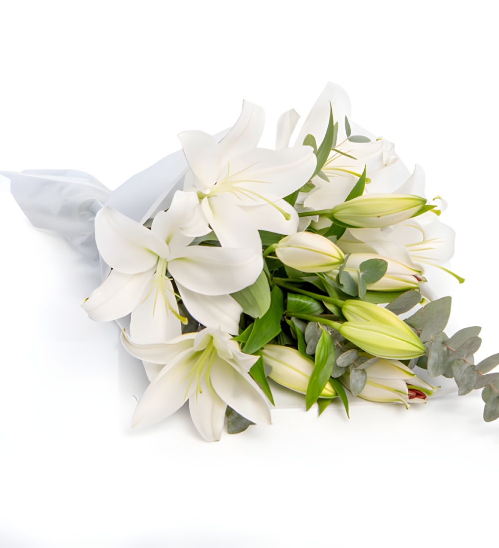12 White Lilies Flower Bouquet