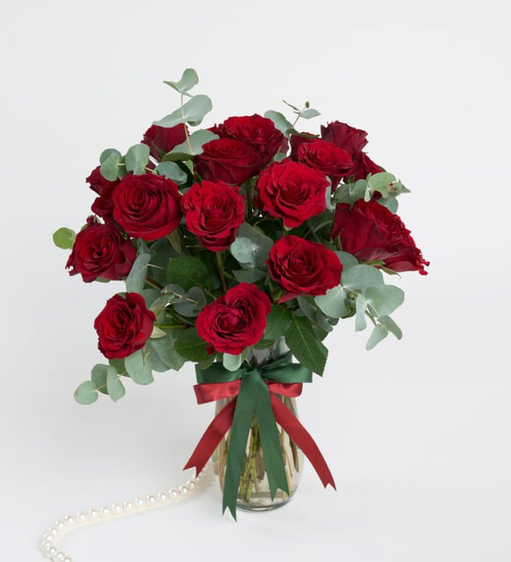  Cam Vazoda Kırmızı Güller & Seni Seviyorum Mesajlı Gurme Lezzetler