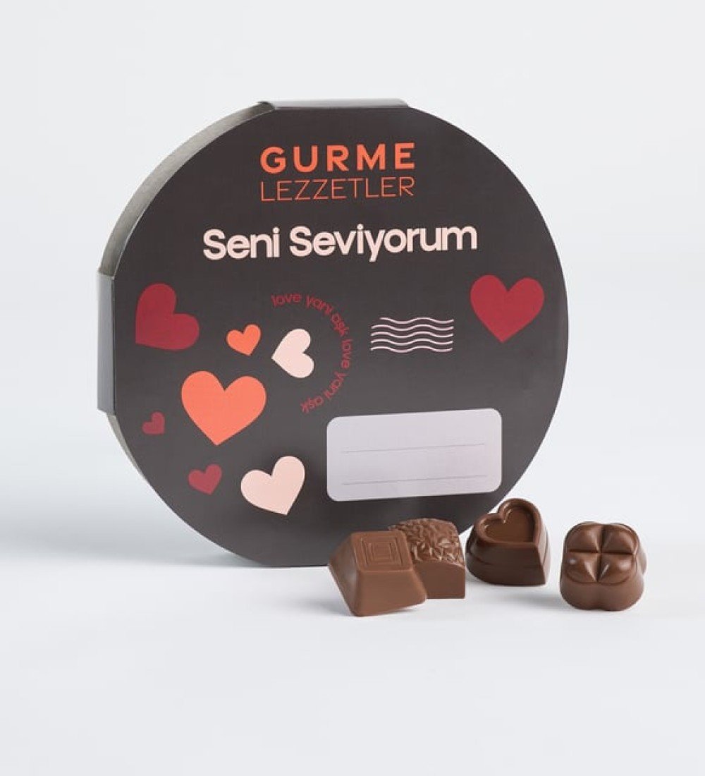  Cam Vazoda Kırmızı Güller & Seni Seviyorum Mesajlı Gurme Lezzetler