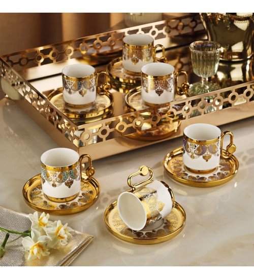 Aryıldız Latife 6 Kişilik Türk Kahve Fincan Takımı Aryıldız Latife 6 Kişilik Türk Kahve Fincan Takımı