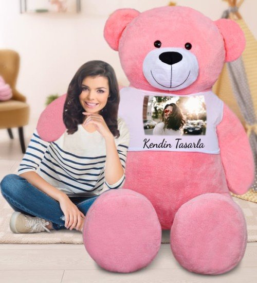 180 cm Kendin Tasarla Tişörtlü Tatlım Peluş Ayıcık (%100 Yerli) 