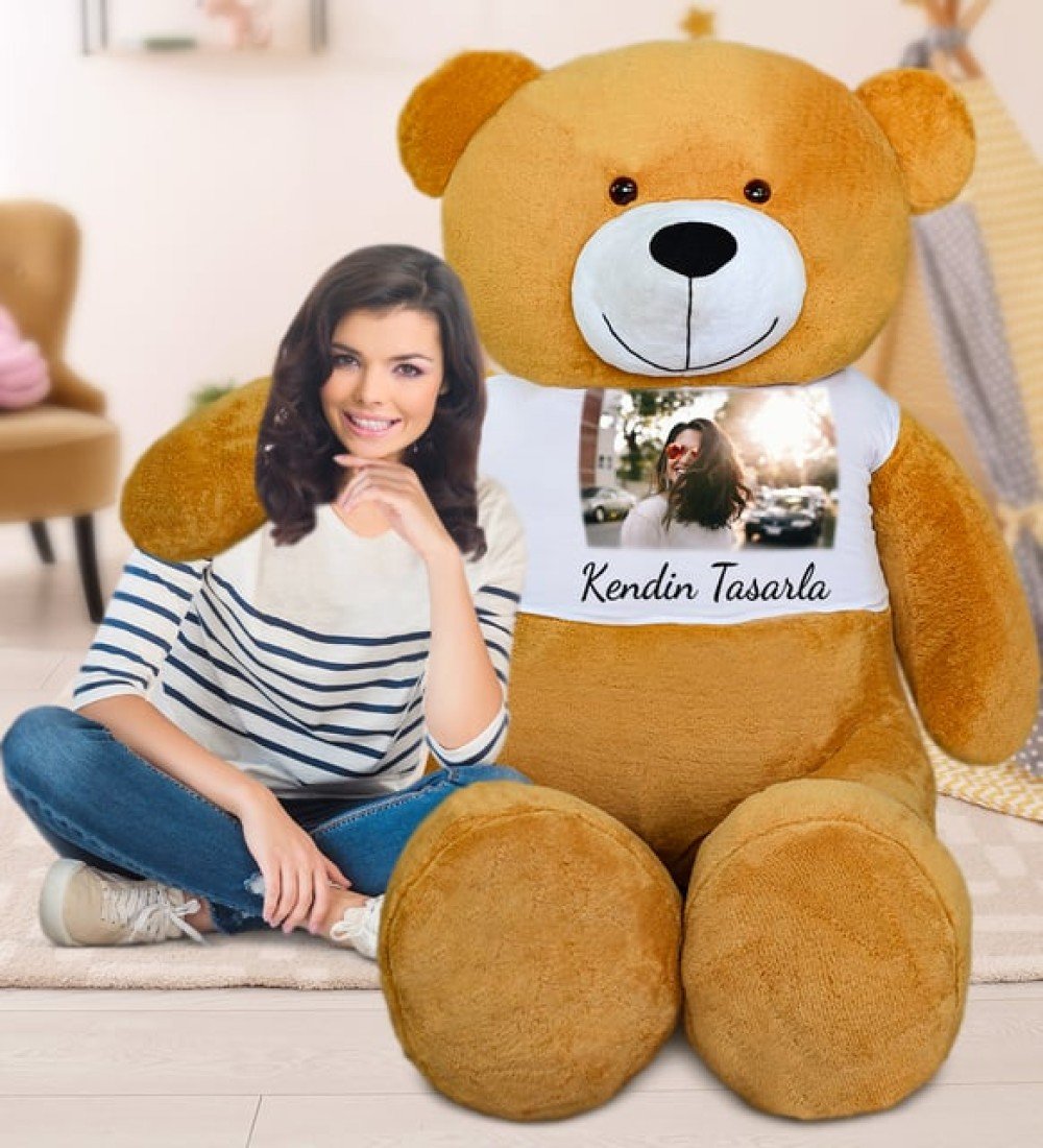 180 cm Kendin Tasarla Tişörtlü Tatlım Peluş Ayıcık (%100 Yerli) 